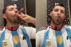 El Kun Agero fum un habano en el vestuario y le dedic un tierno mensaje a Messi