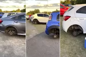 No todo es alegra en Ezeiza: los delincuentes aprovecharon para robar las ruedas de autos de los hinchas