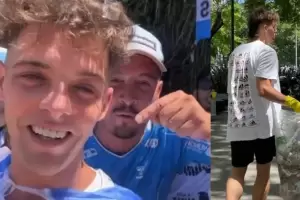 Santi Maratea sali a limpiar el Obelisco tras los festejos: "El que quiere venir que venga"