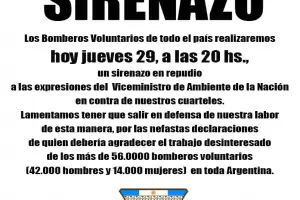 Bomberos voluntarios de Catamarca se sumaron al sirenazo nacional en repudio a los dichos del viceministro de Ambiente