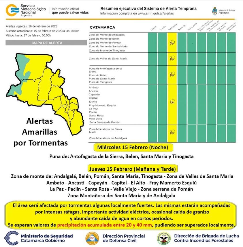 Rige Alerta Amarilla por tormentas fuertes en casi toda la provincia ...