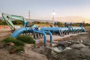 Acueducto Norte: comenzaron las pruebas y purgas en el nudo de vlvulas