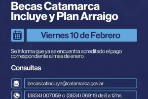 Cronograma de pago Becas "Catamarca Incluye" y "Plan Arraigo"