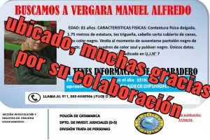 Ubicaron a Vergara, el anciano desaparecido del Hogar de Ancianos