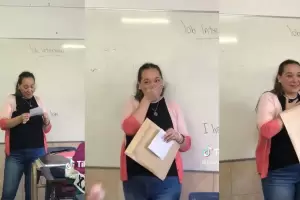 La profe ms querida: Alumnos le regalaron a una docente una entrada para el recital de Miranda