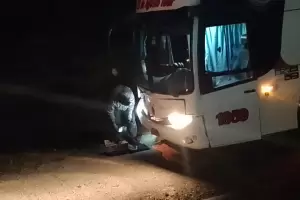 Camino a Bel�n, colectivo choc� con un anima en La C�bila