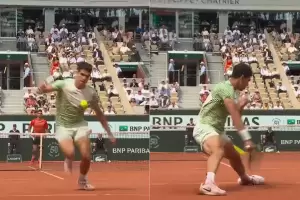 El mejor tiro del torneo? Alcaraz gan un punto de espaldas, revolucion Roland Garros
