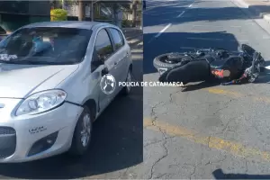 Motociclista result lesionado, tras chocar con un auto