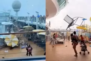 Fuerte tormenta en un crucero: El viento arrastr a los pasajeros y volaron reposeras y sombrillas