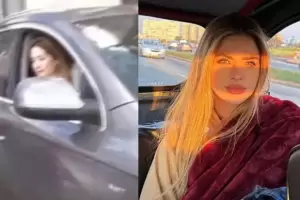 La China Surez choc contra un auto estacionado, al intentar esquivar a los periodistas