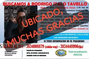 Encontraron a Rodrigo Italo Tavello