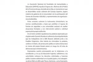 La Asociacin Nacional de Facultades de Humanidades y Educacin repudi lo sucedido en Jujuy