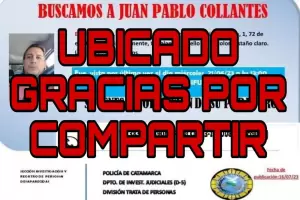 Encontraron a Juan Pablo Collantes