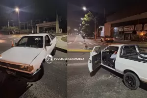 Conductor ebrio choc contra el cordn cuneta y una seal vial