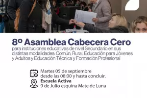 Se realizar la 8 Asamblea Cabecera Cero para el Nivel Secundario en sus distintas modalidades
