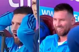 La reacciones de Messi en el banco durante el encuentro de Argentina ante Bolivia