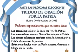 Se inici este mircoles el Triduo de Oracin por la Patria