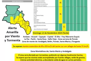 Rigen tres alertas meteorolgicas para Catamarca