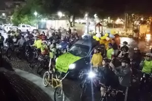Bendicin de los biciperegrinos a su arribo al Santuario Catedral