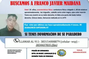 Contina la bsqueda intensa de un joven de 25 aos