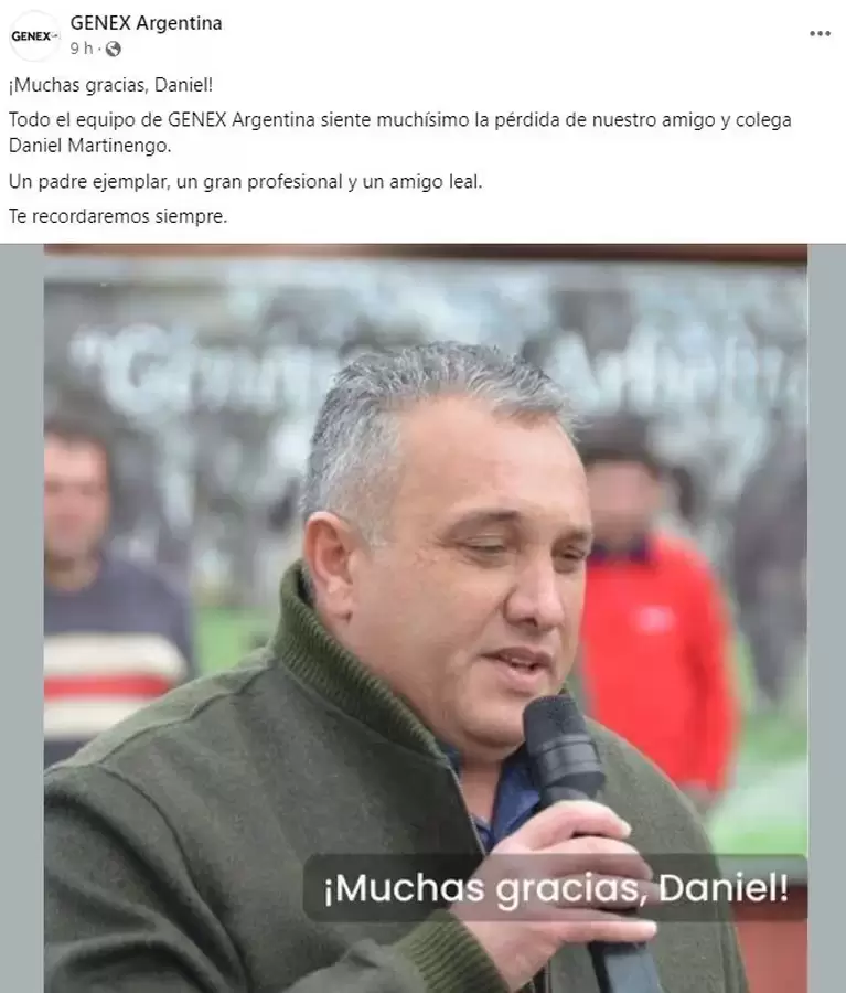 Desde la empresa en la que trabajaba despidieron a su compañero. (Foto: Facebook/ GENEX Argentina)