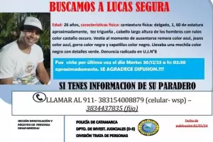 Buscan desesperadamente a Lucas Segura