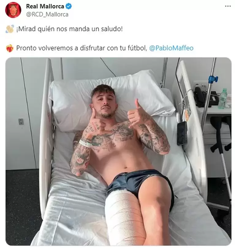 Pablo Maffeo fue operado de su rodilla derecha. (Foto: Captura X/@rcd_mallorca)