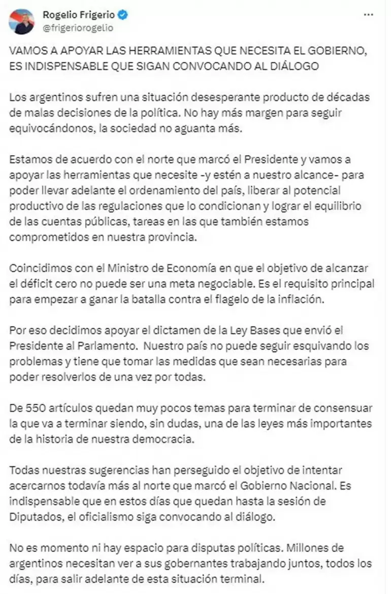 los gobernadores dialoguistas pidieron acuerdos que reflejen sensatez