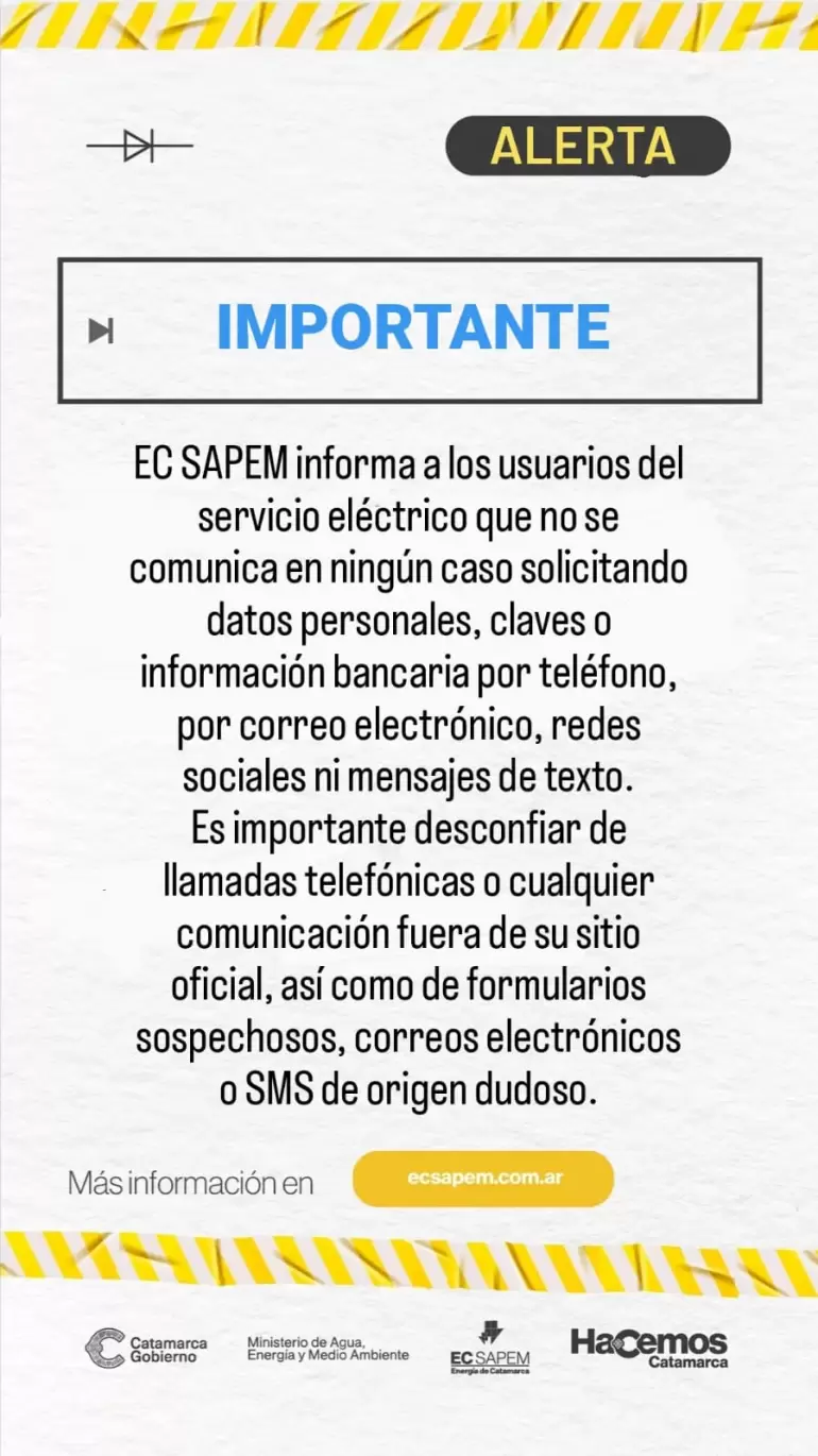 EC SAPEM alerta por posibles estafas telefnicas