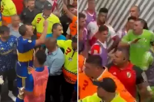 Filtraron las imgenes del momento en el que Lema fue a buscar a Armani en el final del River-Boca