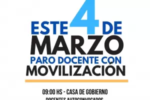 Docentes Autoconvocados van al paro este lunes y suman marcha a Casa de Gobierno