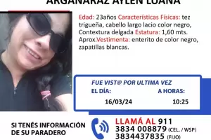 Buscan desesperadamente a Argaaraz Aylen Luana, una joven de 23 aos