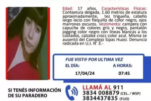 Buscan desesperadamente a Ximena Anahi Cardoso, una adolescente de 17 aos