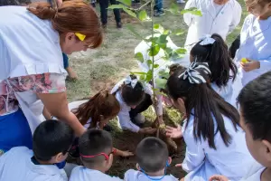 Nios y docentes plantaron rboles en el Da de la Tierra