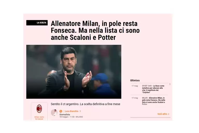 Milan contact a Lionel Scaloni para ser el nuevo entrenador