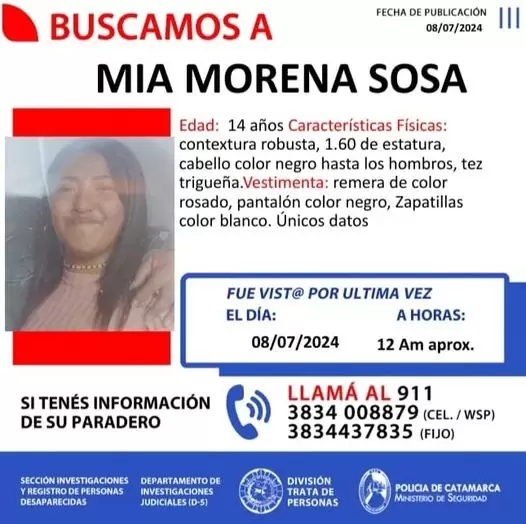 Buscan desesperadamente a Mia Morena Sosa