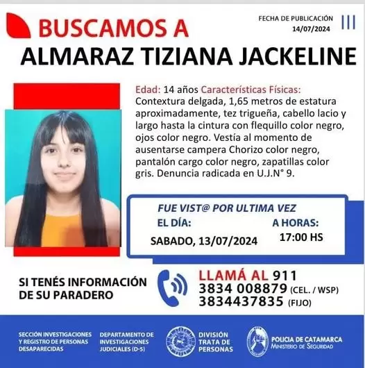 Buscan desesperadamente a Almaraz Tiziana Jackeline