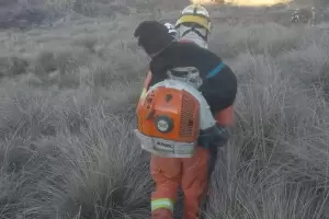 Detrs de la tragedia de los incendios, la foto viral del bombero rescatista