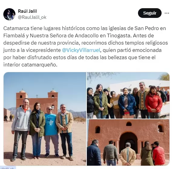 Tuit Jalil sobre Villarruel en Catamarca