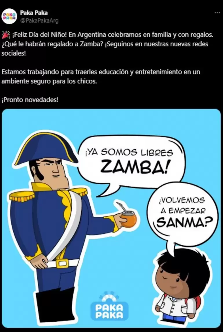 El mensaje que comparti la cuenta de Paka Paka para anunciar novedades en su programacin