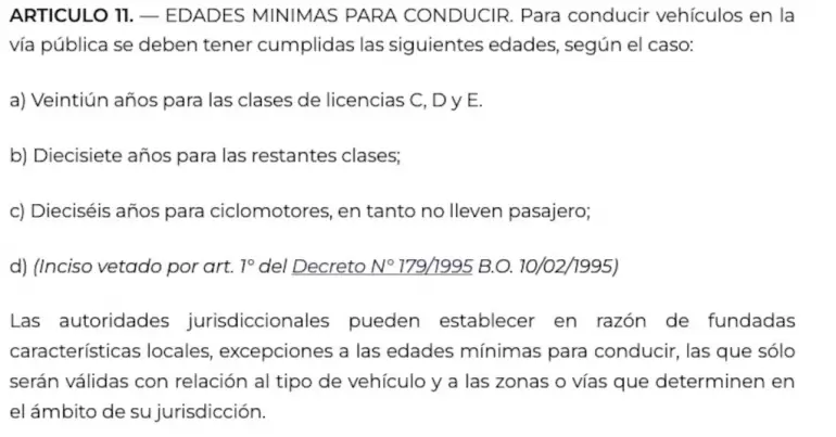 artculo 11 de la Ley Nacional de Trnsito