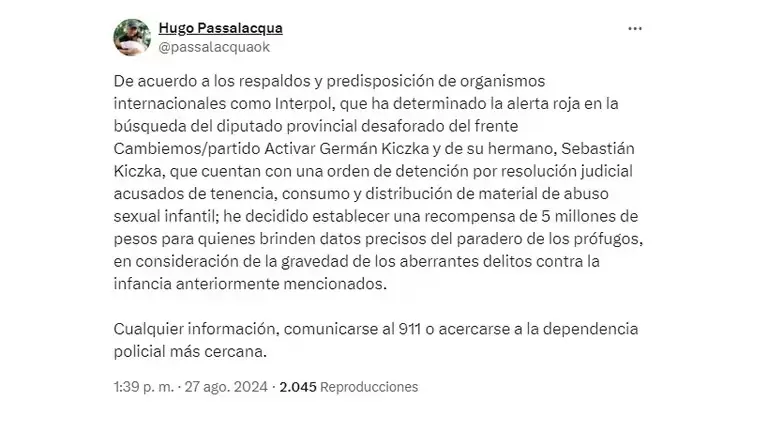 El tuit del gobernador de Misiones