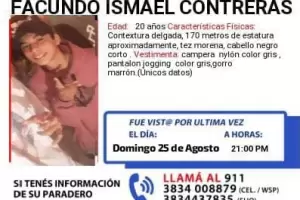 Buscan desesperadamente a Facundo Ismael Contreras, un joven de 20 aos