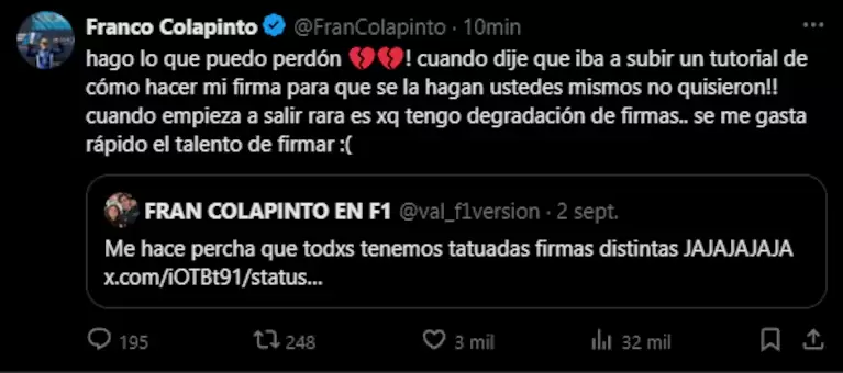 Franco Colapinto firma