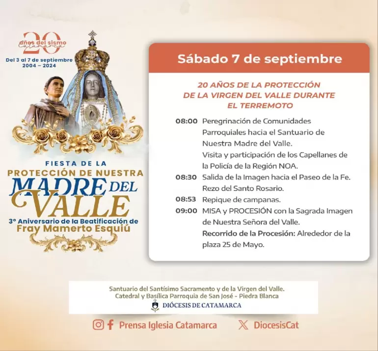 Dispositivo por el 3 Aniversario de la Beatificacin de Fray Mamerto Esqui y la Fiesta de la Proteccin de la Virgen del Valle