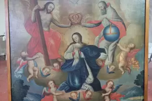 Presentan cuadros coloniales restaurados del Oratorio de los Acua
