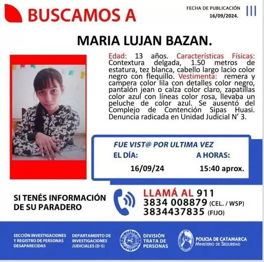 Buscan desesperadamente a Mara Lujan Bazn