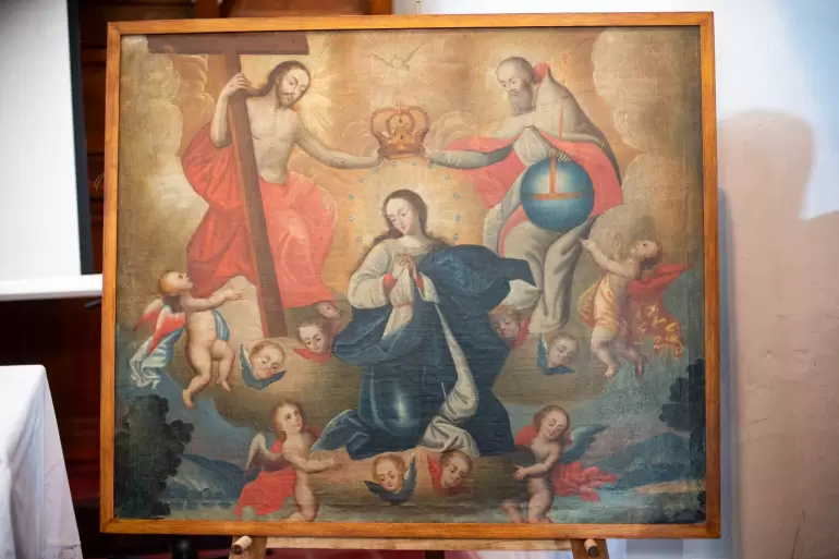 Restauraron obras de arte religioso del siglo XVIII en el oratorio de los Acua