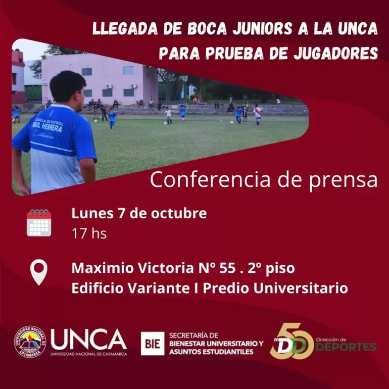 Boca Juniors a la UNCA para prueba de jugadores