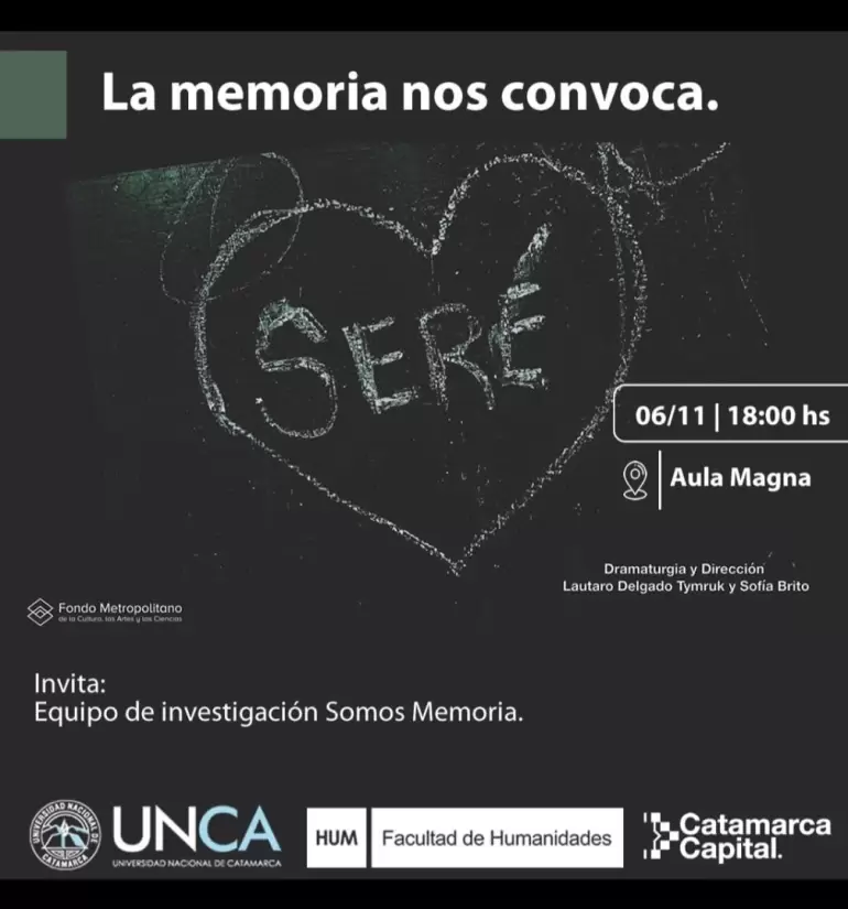 "Ser", teatro por la memoria en el Aula Magna de la UNCA